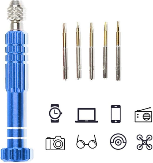 Precision Screwdriver Set, Screwdriver Handle With 5 Bits Repair Opening Tool Kit for Laptop,, Cell Phone,Glasses,Watch, Electronic Toys and Other...