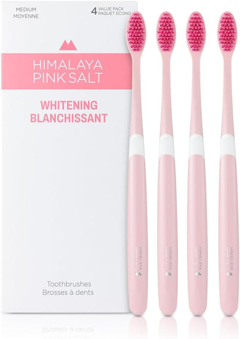 Whitening Toothbrush 4 Count - Medium Toothbrushes for Adults, Plaque Remover for Teeth, 9Mils High Strength Soft Bristle Toothbrush, Oral Care fo...