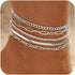 Ankle Bracelet for Women 14K Real Sterling Silver Plated Anklet Bracelets for Women Waterproof Cuban Link Chain Anklets Set for Women Summer Jewel...