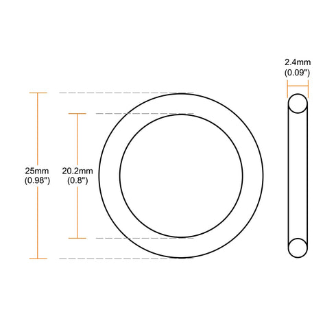 uxcell Fluorine Rubber O-Rings, 25mm OD 20.2mm ID 2.4mm Width FKM Seal Gasket for Machinery Plumbing, Green, Pack of 5...