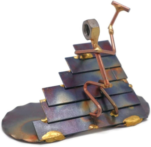 Roofer Figurine - Hand Welded Metal Art & Recycled Metal Sculptures - Unique Desk Accessories, Office Decor, & Roofer Gifts - Made in The USA...