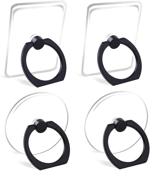 Cell Phone Ring Holder Stand Transparent Finger Grip Loop 360 Degree Rotation Finger Ring Stand (4 X Black)...