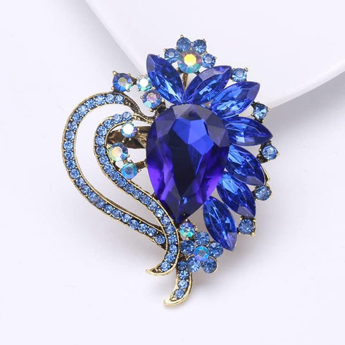 Mlouye Rhinestone Teardrop Brooch Ribbon Crystal Brooches Pins Broaches for Women Winter Holiday...