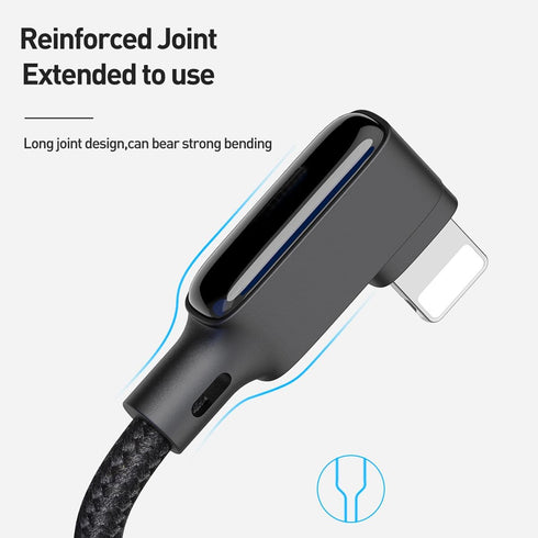 AICase 90 Degree Coiled Charging Cable,Right Angle Design Gaming LED Cord 6ft/1.8m Elastic Nylon Cable,Charge and Sync for Phone XS/XS Max/XR/Phon...