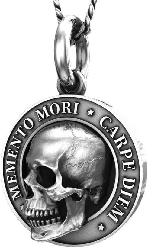 3D Skull Pendant Necklace for Men Memento Mori Goth Punk Carpe Diem Inspirational Gifts...
