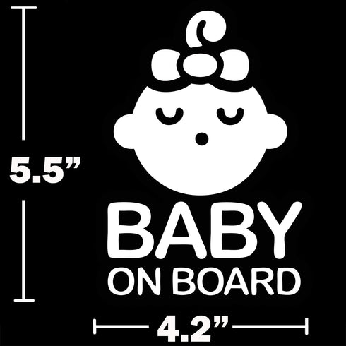 TOTOMO Baby on Board Sticker for Cars Funny Cute Safety Caution Decal Sign for Car Window and Bumper No Magnet - Sleeping Baby Girl with Ribbon (2...