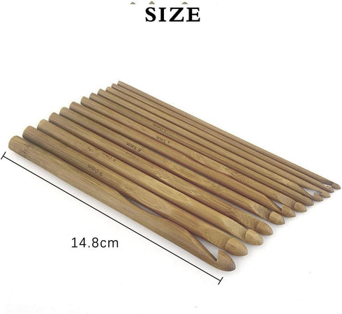 12 Pieces Bamboo Crochet Hooks Set, Large Crocheting Hook Knitting Needles for Coarse Yarn (12 Sizes 3mm to 10mm in Diameter)......