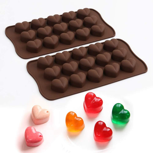 homEdge 15-Cavity Dimpled Heart Shape Chocolate Mold, Silicone Dimpled Valentine Heart Chocolate Gummy and Candy Mold...