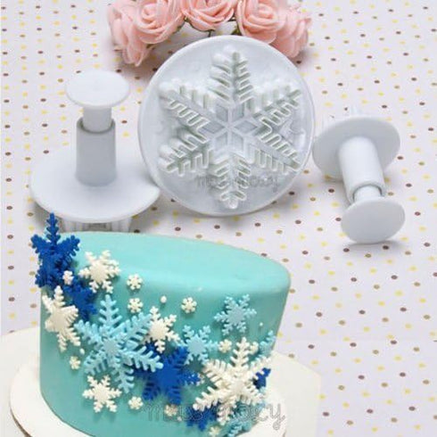 esowemsn Set of 3 Snowflake Decorating Fondant Cookie Cake Embossing Tool Big Frozen Plunger Cutter Sugarcraft Cutter Mold...