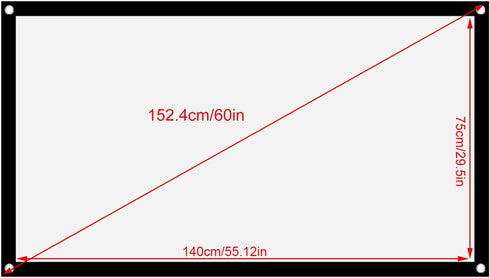Projection Screen Kit, 16:9 Thicken Portable Non Crease Soft White Polyester Projector Curtain Projection Screen for Home Theater Conference Outdo...