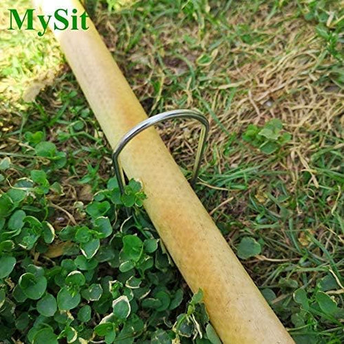 MySit 12 Pack 12 Inch Garden Stakes Heavy Duty 11 Gauge Galvanized Yard Staples U Pegs Fences Drip Irrigation Securing Stakes Loop Stake for Ancho...
