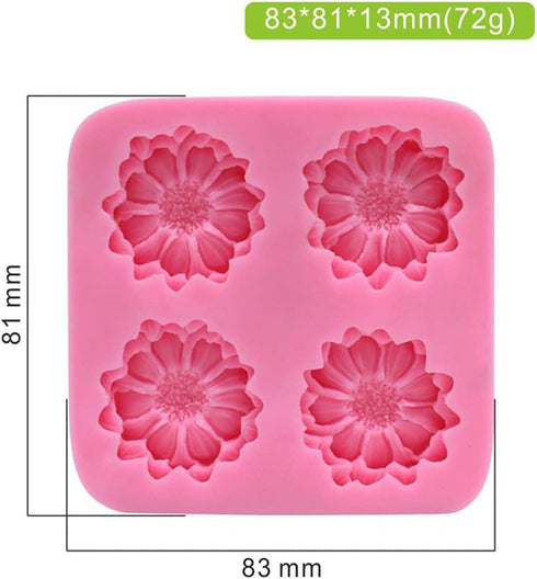 3D Daisy Rose Flowers Silicone Mold Fondant Mould for Cupcake Cake Decorating Tool Chocolate Gumpaste Mold Sugarcraft Bakeware (4flowers molds)...
