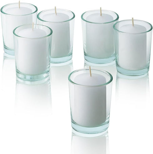 Bulk Pack of 72 White Votive Candles - Box of 72 Unscented Bulk Candles - 15 Hour Burn Time - for Weddings, Restaurants, Parties, Spa and Decorati...
