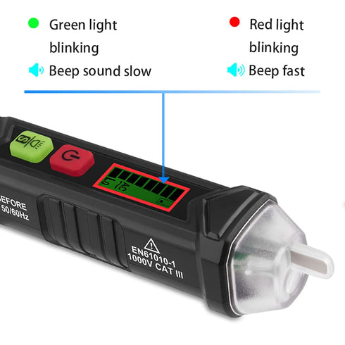 Voltage Tester, Non-Contact AC Voltage Tester Pen with Dual Range AC 12V-1000V/48V-1000V Live/Null Wire Tester Electrical Tester with LCD Display ...