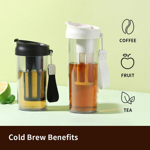 Cold Brew Coffee Maker Travel Tumbler with Soft Silicone Handle Portable Iced Coffee & Tea Infuser with Airtight Lid Cold Brew Travel Cup 17oz/500...