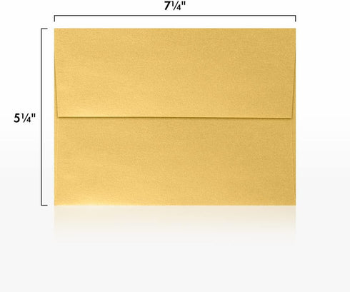 LUXPaper A7 Invitation Envelopes | Peel & Press | 5 1/4" x 7 1/4" | Gold Metallic | 80lb. Text | 50 Qty...