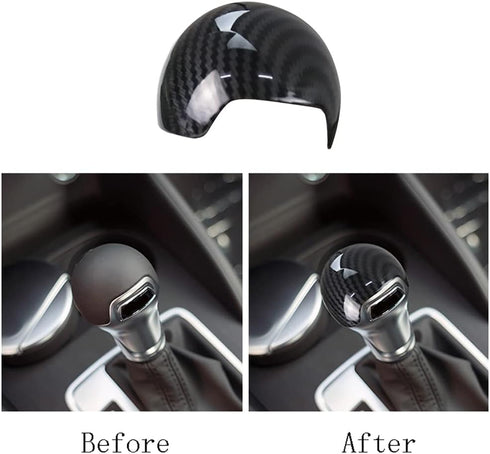 Center Console Gear Shift Knob Cover Cap, Carbon Fiber ABS Car Center Gear Shift Head Cover Trim, Compatible with Audi A3 S3 2014-2018...