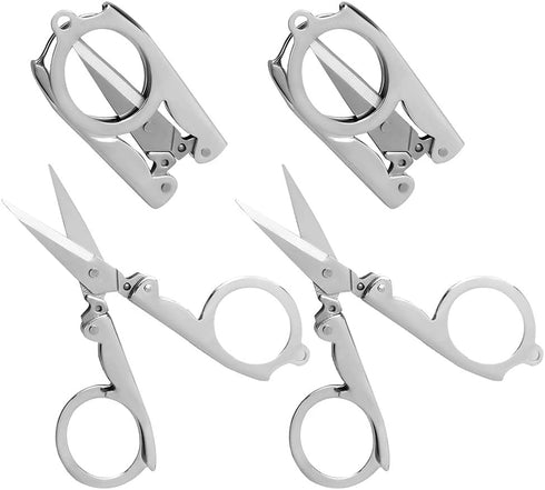 Folding Scissors, 4Pcs Stainless Steel Small Scissors Pocket Portable Foldable Travel Scissors Tiny Mini Craft Cutter...