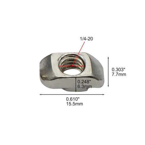 30 Series 1/4"-20 Threaded Standard Steel Drop in T-Nut, Drop in T-Nuts Accessory Hardware Nuts for 30 Series Aluminum Extrusion Profiles Rail, 20...