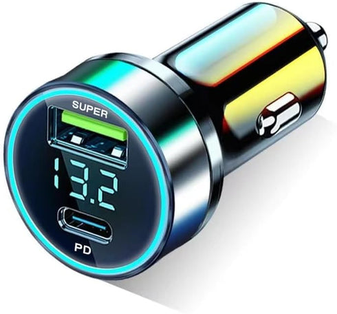 60W USB C Car Charger Adapter with Voltage Detection, PD30W+QC3.0 Fast Charge Cigarette Lighter Plug for iPhone/Android/Samsung/iPad Pro and More...