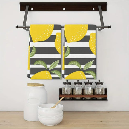 2 Pcs Kitchen Towels Lemons Kitchen Dish Towels Kitchen Dish Cloths Fast Drying Kitchen Rug Kitchen Decor for Home Cleaning Cooking Baking, 16 x 2...