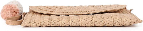 Handwoven Round Straw Shoulder Bag Crossbody Bag Girls Summer Beach Straw Bag Envelope Wallet for Womens...