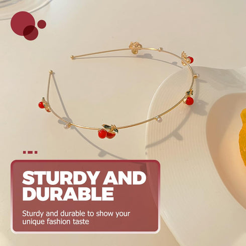 Beaupretty 2 Pieces Thin Satin Headbands Cherry Strawberry Headbands Cute Hair Hoops Fruit Headbands Hair Accessories for Girls Women...