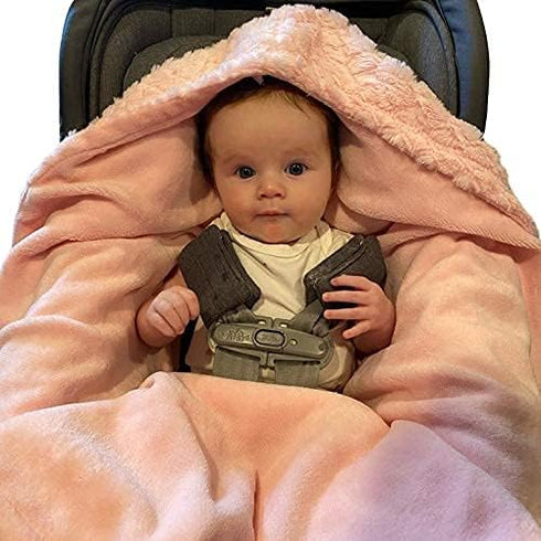 EVERYDAY KIDS Pastel Pink Baby Car Seat Blanket for Baby and Toddler Girls Baby Bunting Swaddle Wrap Blanket for Interior Car Seat; Cover Baby and...