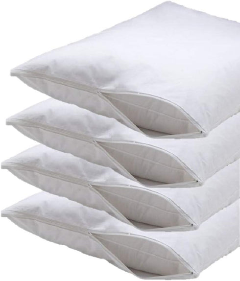 4 Pack Deluxe Zippered Vinyl Pillow Covers - Waterproof Protectors for Longer Lasting Pillows. Standard Size 20"x29". Ideal for Home, Hotel and Ho...