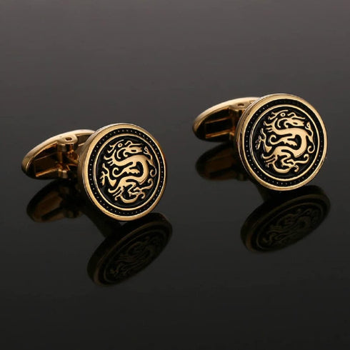 Dragon Cufflinks for Men, Norse Viking Dragon Cufflinks, Celtic Dragon Totem Enamel Cuff Links, Dragon Shirt Tuxedo Cufflinks, Punk Animal Cufflin...