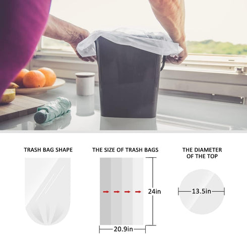 5 Gallon 50 Counts Strong Trash Bags Garbage Bags by Teivio, Bathroom Trash Can Bin Liners, Plastic Bags for home office kitchen, Clear...