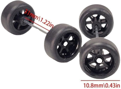 A Pair White Alloy 1:64 Wheels,Scale Alloy Wheels Rubber Tires,Model Alloy and Accessories Tires Wheel Rubber Tire and Wheel Sets Wheels and Tires...