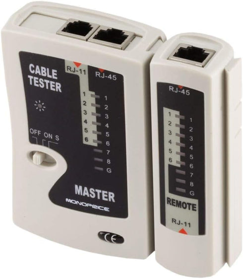 Monoprice RJ-11 and RJ-45 Modular Plug Tester - Gray...