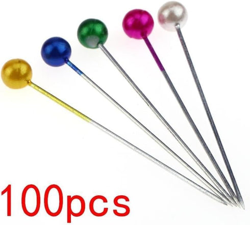 100Pcs Multicolour Round Pearl Straight Head Pins Stainless Steel Sewing Pins Clever Fashion Pins and Pincushions Sewing Notions and Supplies (1.5...