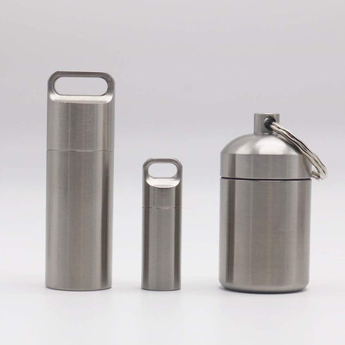 HRX Package Waterproof Stainless Steel Pill Case Keychain, Durable Small Pill Box Bottle Holder Tough for Men Purse Pocket Outdoor EDC Tool Kit...