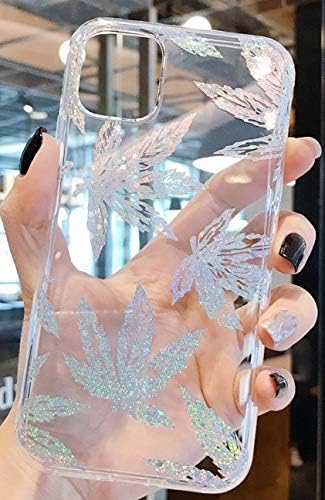 Blingy's for iPhone 13 Pro Case (6.1 inch), Hemp Style Sparkling Bling Bling Glitter Weed Style Transparent Soft TPU Protective Clear Case Compati...