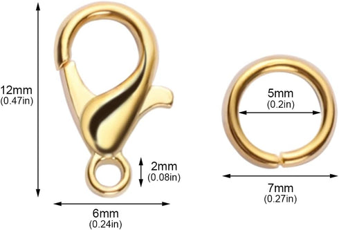 300 pcs Lobster Clasps and Open Jump Rings Set, Jewelry Clasps Lobster Claw Clasps for Jewelry Making Findings&Bracelets Stocking Stuffers Christm...