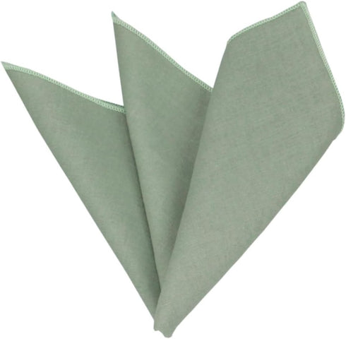 Mens Solid Linen Tie Set : Slim Necktie with Matching Pocket Square (Mint Green)...
