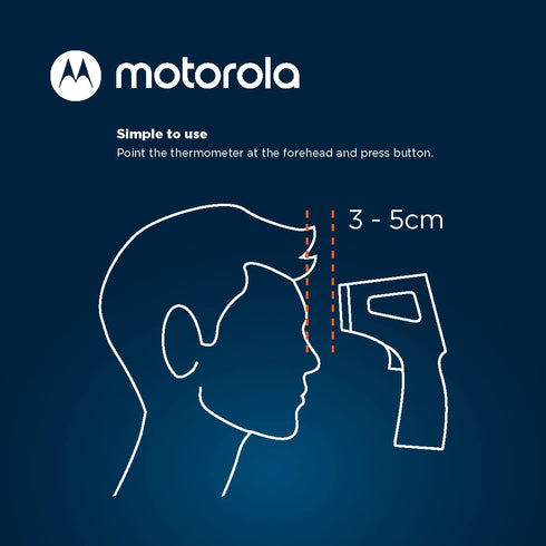 Motorola TE-94 Infrared Touchless Forehead Thermometer for Adults and Kids - Backlit Display, Memory Function, High Temp Alert - Dark Blue...