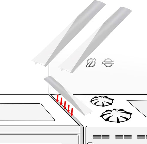 Kitchen Silicone Stove Counter Gap Cover, 21/25 inch Long & Extra Wide Stove Gap Filler Range Strips 2pcs,Between Oven and Countertop Dishwasher, ...