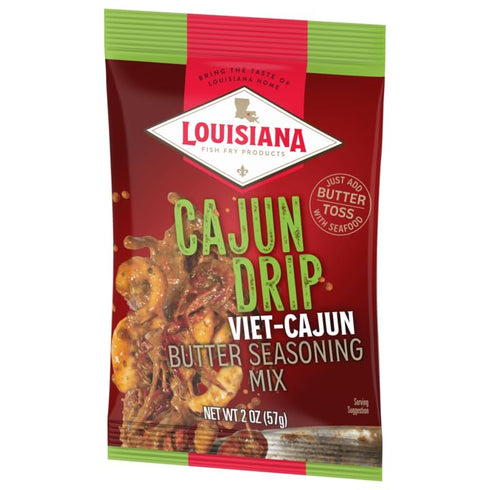 Louisiana Fish Fry Cajun Drip 2oz Bag - Seafood Seasoned Butter Sauce - Elevate your boiled seafood game with Louisiana Fish Fry Cajun Drip (Cajun...