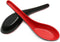 2PCS Asian Soup Spoons, Chinese Japanese Miso Ramen Wonton Dumpling Pho Rice Noodle Soba Soup Spoons, Red and Black Melamine Spoons...