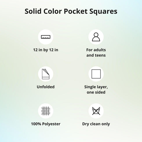 tiemart Solid Color Pocket Squares for Men for Suits and Perfect for Wedding Parties Measures 12 x 12 inch / 30 x 30 cm...