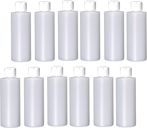 4 oz Plastic Flip Top Pour Spout Bottles - 12 Pack - for Essential Oils, Perfumes, Lotions...