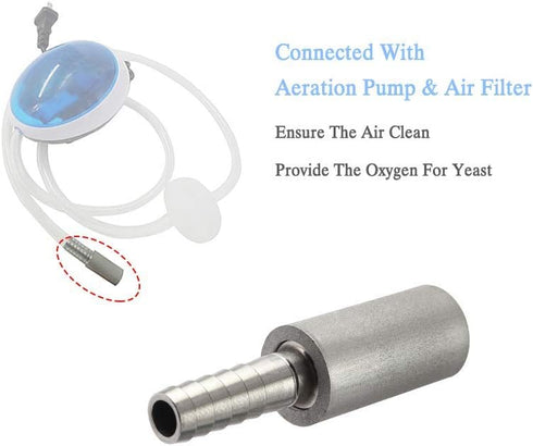 Joywayus Aeration Stone 0.5 Micron Stainless Steel Oxygenation Diffusion Stone 1/4" Barb for Home Brewing Wine Beer Soda...