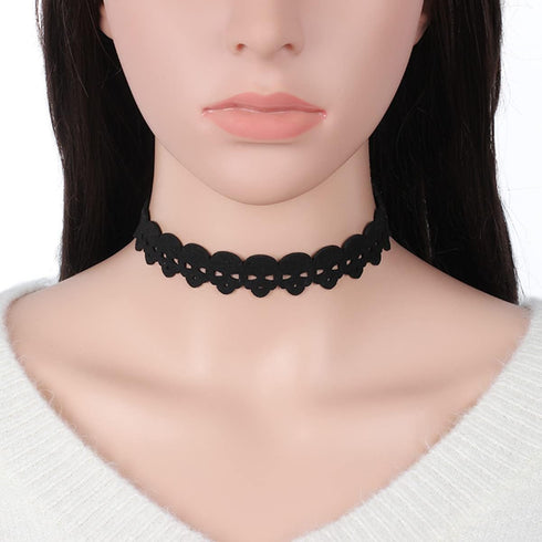 Skull Lace Choker Punk Skull Head Leather Short Necklace Collar for Women Girl Party Gothic Jewelry Accessories...
