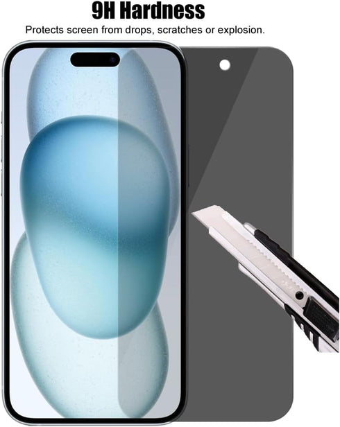 (3+3) For iPhone 15 Plus (6.7") (3 Pack) Anti Spy Private Tempered Glass Film Privacy Screen Protector and (3 Pack) Camera Lens Protector [Not Aff...
