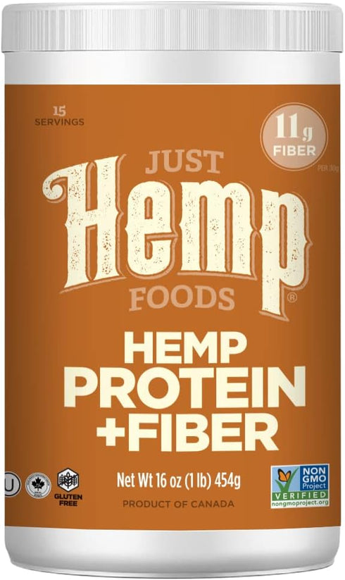 Just Hemp Foods Hemp Protein Powder Plus Fiber, Non-GMO Verified with 11g of Protein & 11g of Fiber per Serving, 16 oz - Packaging May Vary...