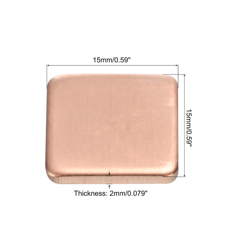 MECCANIXITY Heatsink Copper Pad Shim 15mm x 15mm x 2mm Thermal Conductive Heat Sink for Electronic Chip Cooling Pack of 12...