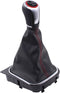 MOTOKU Black Leather with Red Stitching Gear Shifter Knob Boot Cover with 6 Speed Manual Shift Knob and Bracket Base Assembly for Volkswagen Jetta...